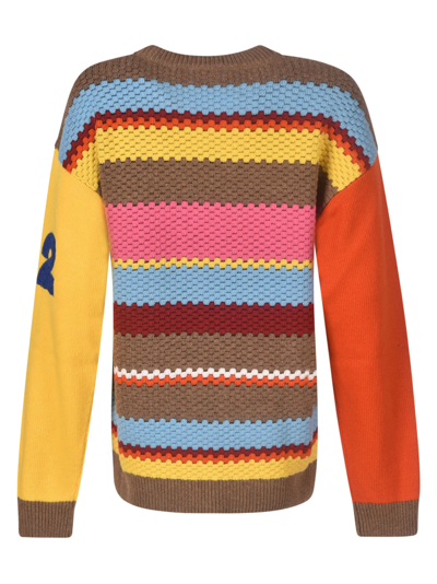 Shop Dsquared2 Stripe Patterned Rib Knit Sweater In Multicolor Stripes