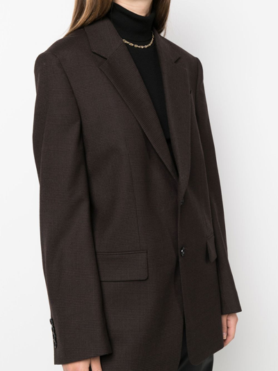 Shop Filippa K Check-print Single-breasted Blazer In Brown