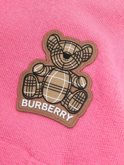 Shop Burberry Thomas Bear Appliqué Hoodie In Pink