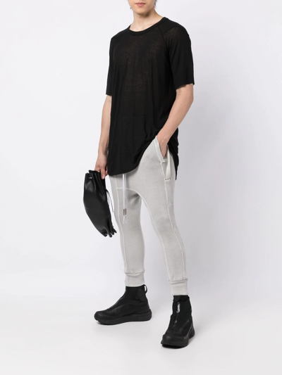 Boris Bidjan Saberi Crop-crotch Detail Track Pants In Grey