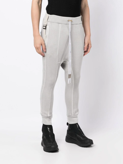 Boris Bidjan Saberi Crop-crotch Detail Track Pants In Grey
