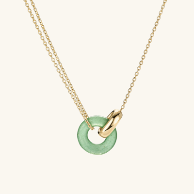Mejuri Linked Gemstone Necklace Green Aventurine In Yellow