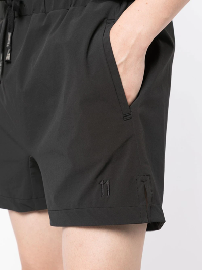 Shop 11 By Boris Bidjan Saberi Embroidered-logo Detail Shorts In Black