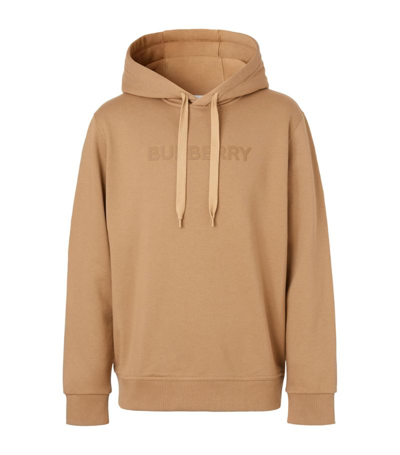 Shop Burberry Cotton Logo Hoodie In Neutrals
