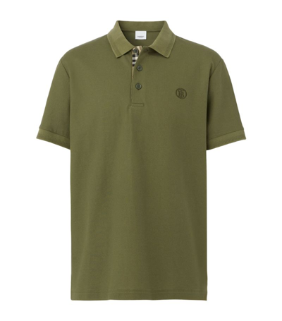 Shop Burberry Cotton Tb Monogram Polo Shirt In Green