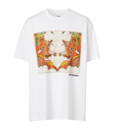 Shop Burberry Cotton Map Print Oversized T-shirt In White