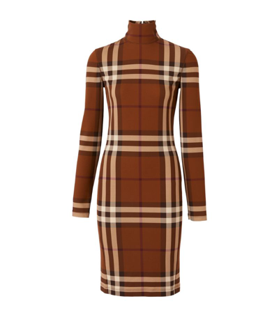 Shop Burberry Vintage Check Mini Dress In Brown