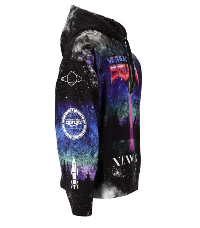 Shop Versace Jeans Couture Panel New Moon Black Multicolor Hoodie