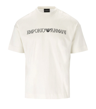 Shop Emporio Armani Off-white T-shirt With Logo In Bianco