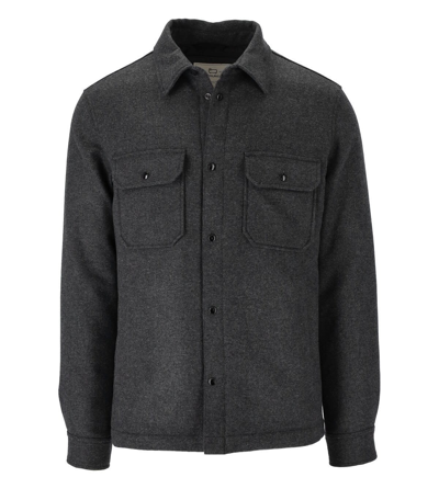 Woolrich Two-pocket Button-up Shirt Jacket In Grigio