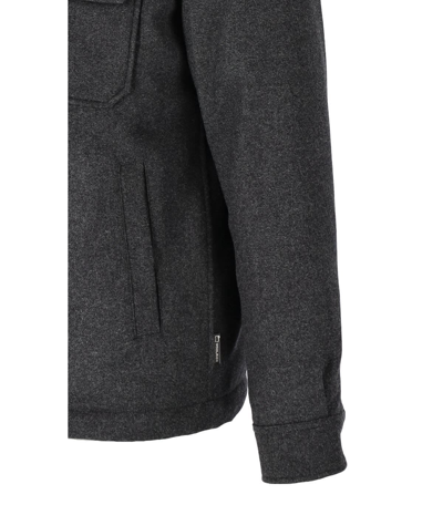 Woolrich Two-pocket Button-up Shirt Jacket In Grigio