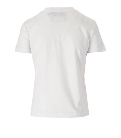 Shop Versace Jeans Couture Logo Thick White T-shirt In Bianco