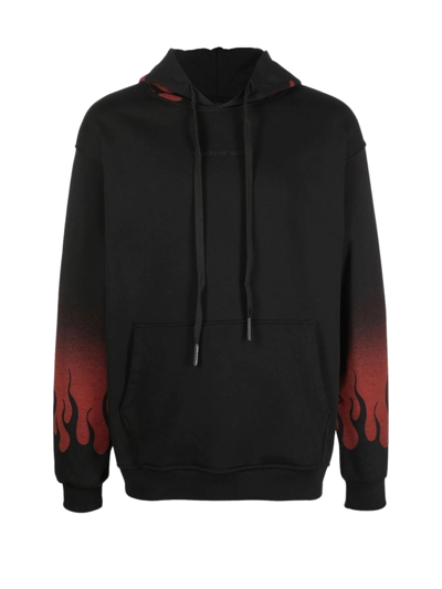 Shop Vision Of Super Black Hoodie With Negative Red Flames