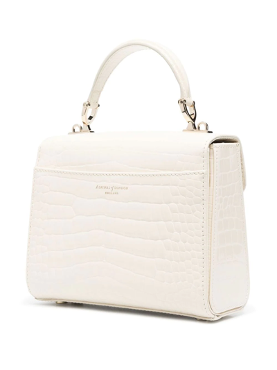 Shop Aspinal Of London Mayfair Midi Embossed-crocodile-effect Bag In 中性色