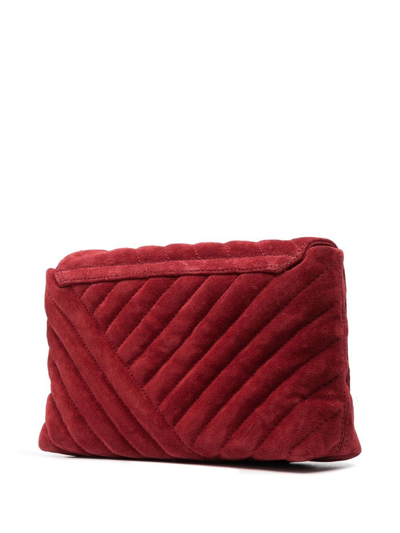 Isabel Marant Engraved-logo Suede Shoulder Bag In 红色