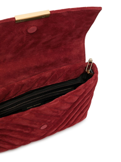 Isabel Marant Engraved-logo Suede Shoulder Bag In 红色