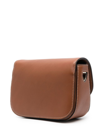 Shop Aspinal Of London Ella Smooth Crossbody Bag In 褐色