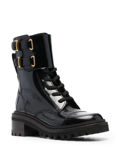 Shop See By Chloé Mallory Leather Ankle Boots In 黑色