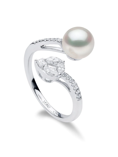 Shop Yoko London 18kt White Gold Starlight Pearl And Diamond Ring In 银色