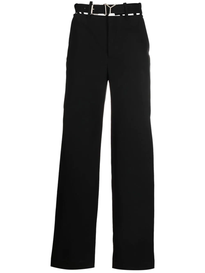 Shop Y/project Y-belt Wide-leg Trousers In 黑色
