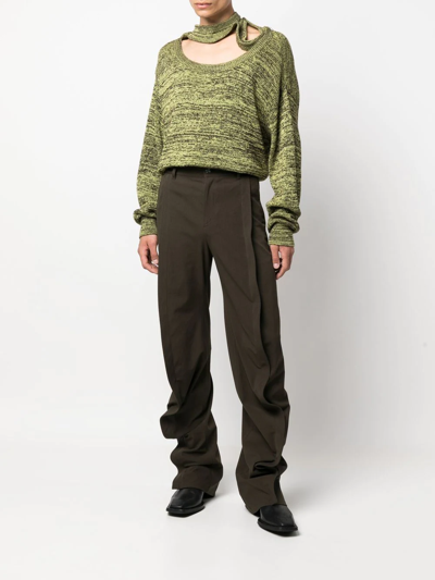 Y/project Slim Banana Draped Trousers In 绿色