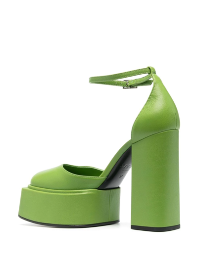 Shop 3juin Ambra Leather 120mm Heel Pumps In 绿色