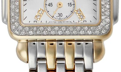 Shop Michele Deco Mid Diamond Bracelet Watch, 29mm In Two-tone Gold