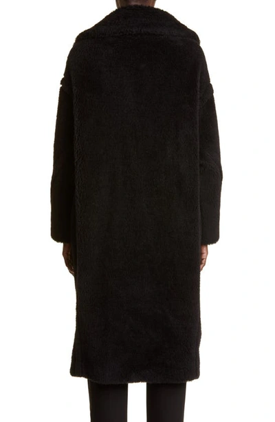 Max Mara Hooded Coat With Belt In Black Wool In Black