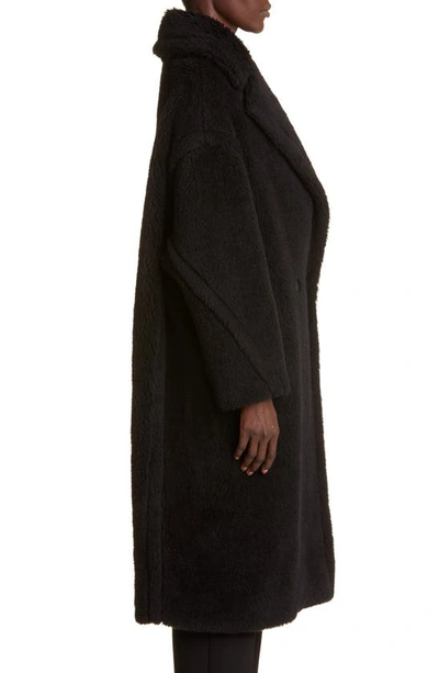 Max Mara Hooded Coat With Belt In Black Wool In Black
