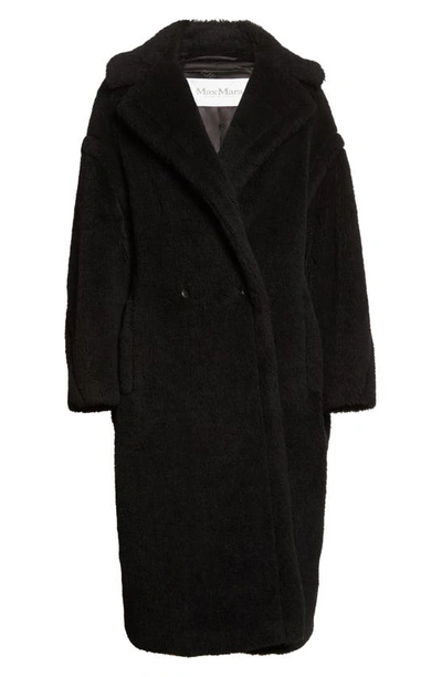 Max Mara Hooded Coat With Belt In Black Wool In Black