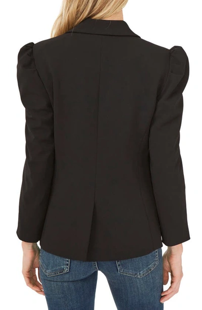 Cece Puff Shoulder Ponte Blazer In Rich Black