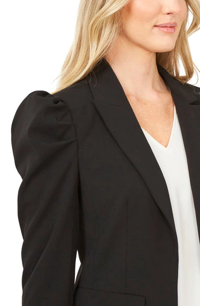 Cece Puff Shoulder Ponte Blazer In Rich Black
