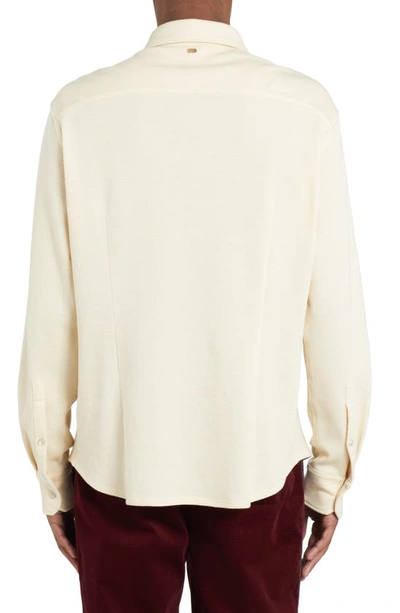 Shop Agnona Cotton & Cashmere Piqué Button-up Shirt In Snow