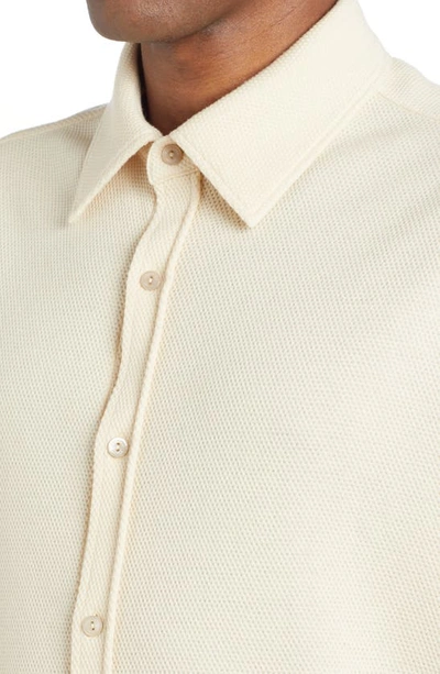 Shop Agnona Cotton & Cashmere Piqué Button-up Shirt In Snow