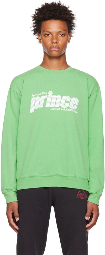 Shop Sporty And Rich Green Prince Edition Sporty Sweatshirt In Kelly/white