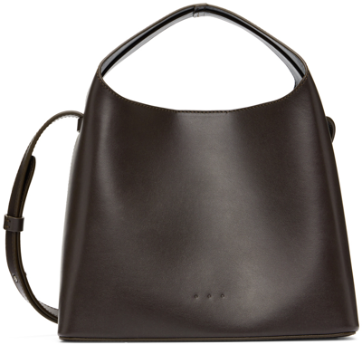 Shop Aesther Ekme Brown Mini Leather Shoulder Bag In 190 Dark Truffle