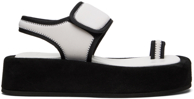 Shop Wardrobe.nyc White & Black Nylon Flat Sandals In Black, White
