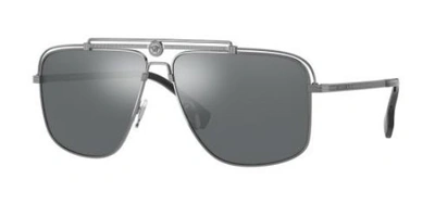 Shop Versace Eyeware & Frames & Optical & Sunglasses Ve2242 10016g 61 In Black / Grey / Gun Metal / Gunmetal
