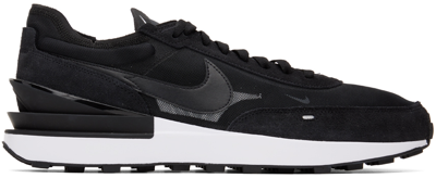Shop Nike Black Waffle One Sneakers In Black/black-white-or