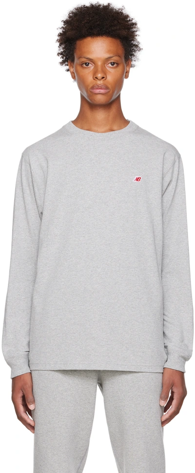 Shop New Balance Gray Made In Usa Core Long Sleeve T-shirt In Ag Athletic Grey