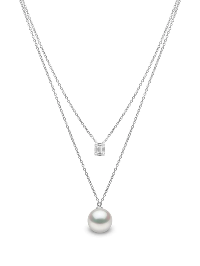Shop Yoko London 18kt White Gold Starlight Pearl And Diamond Necklace In Silber