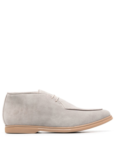 Shop Eleventy Lace-up Suede Boots In Grau