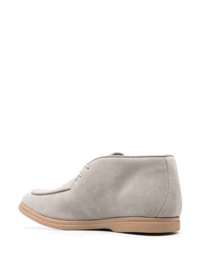 Shop Eleventy Lace-up Suede Boots In Grau