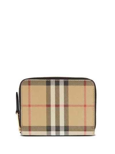 Burberry Small Vintage Check Leather Wallet - Neutrals