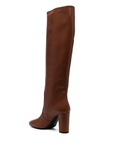 Shop Via Roma 15 Calf-length 100mm Leather Boots In Braun