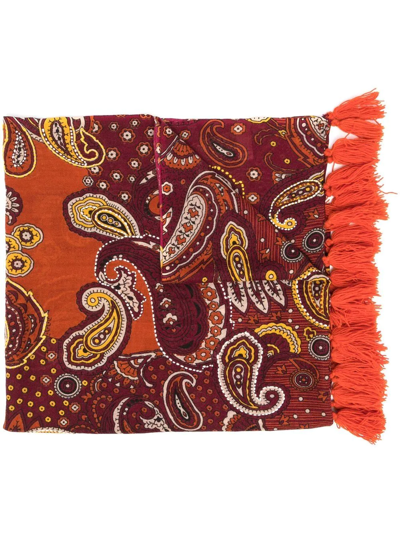 Shop Altea Paisley-print Tassel Wool Scarf In Orange
