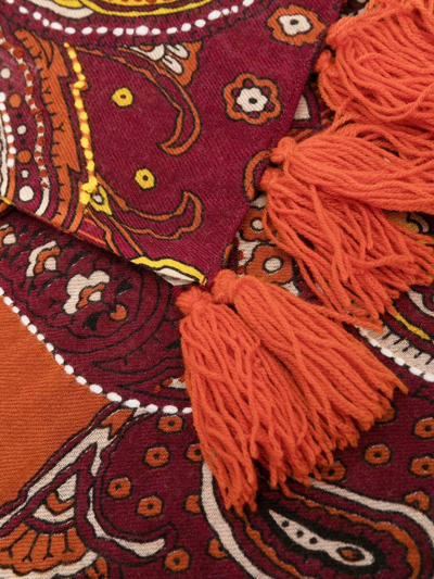 Shop Altea Paisley-print Tassel Wool Scarf In Orange