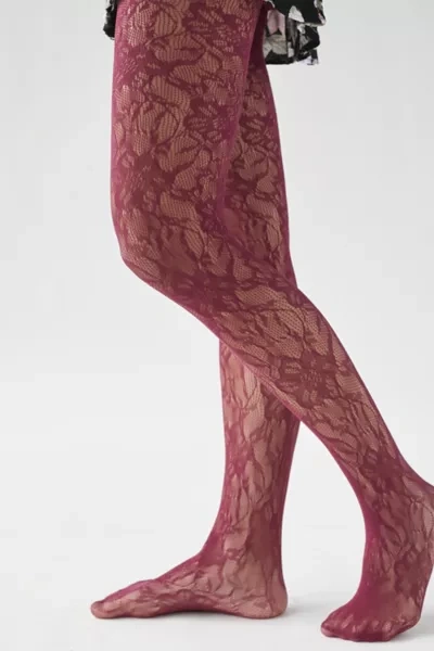 Shop Urban Outfitters Maude Lace Tight In Maroon