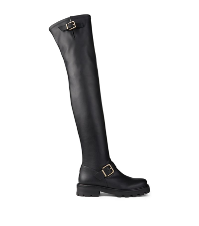 Shop Jimmy Choo Biker Ii Leather Over-the-knee Boots In Black