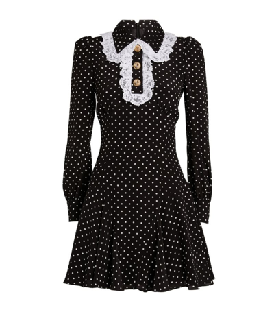 Shop Alessandra Rich Silk Collared Mini Dress In Black
